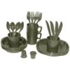 MFH Camping Plastic Mess Kit 26 Pieces -SurviGear Store mfh camping plastic mess kit od green 1