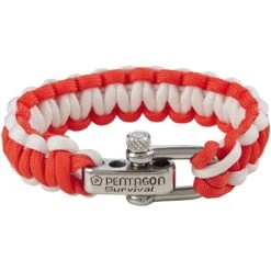 Pentagon Survival Bracelet Red White